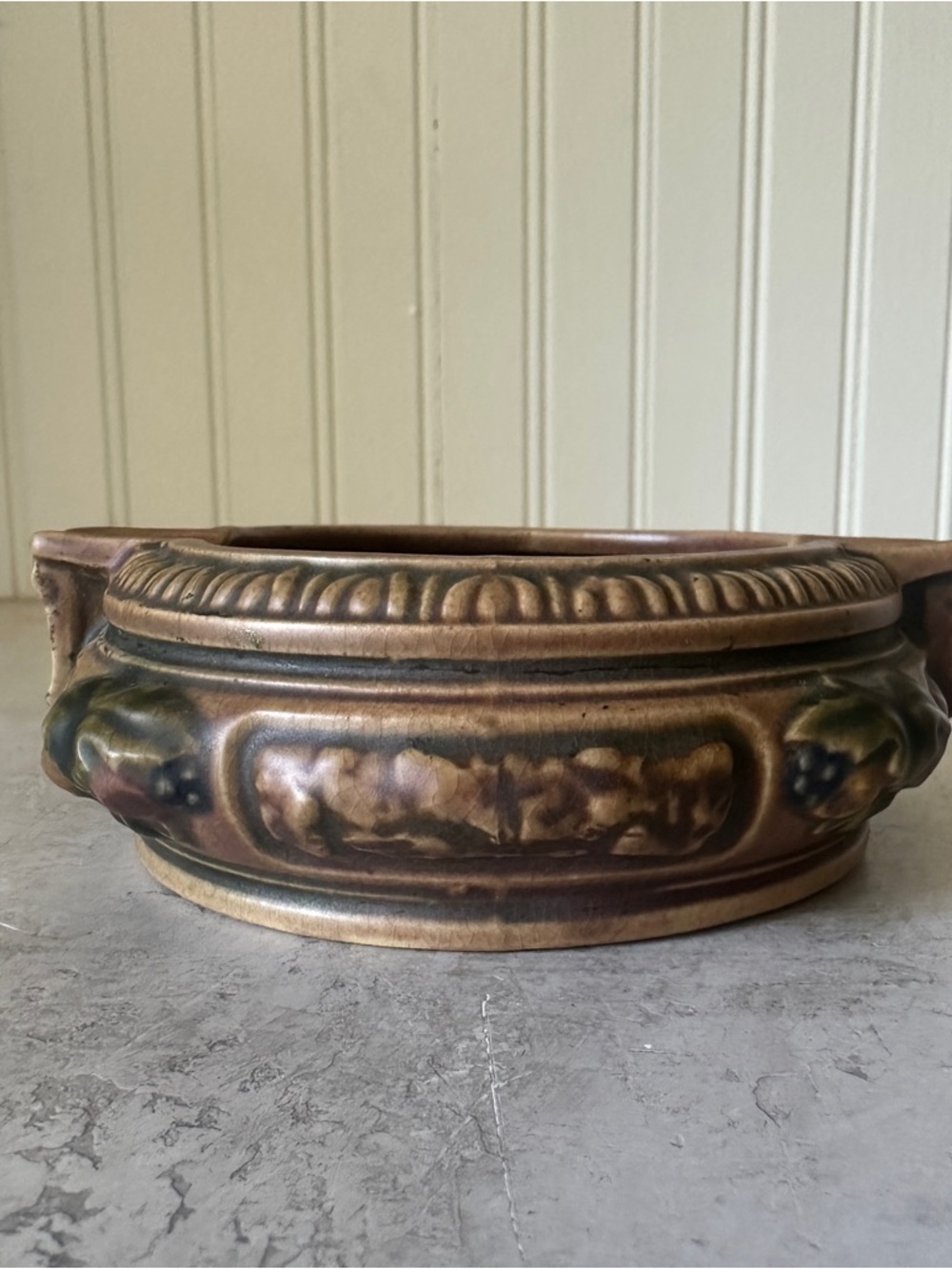 Roseville Pottery Brown FLORENTINE 5" Low Console Bowl Ashtray Dish 1920’s